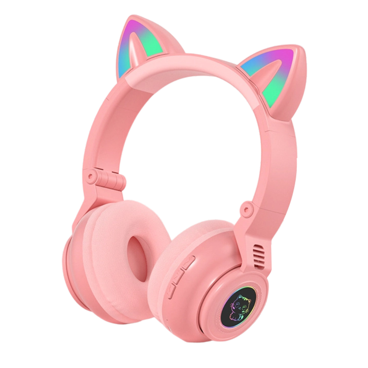 Kabellose Bluetooth-kopfhörer Für Kinder: Faltbare Katzenohren + Led + Mikrofon + Kartenfach