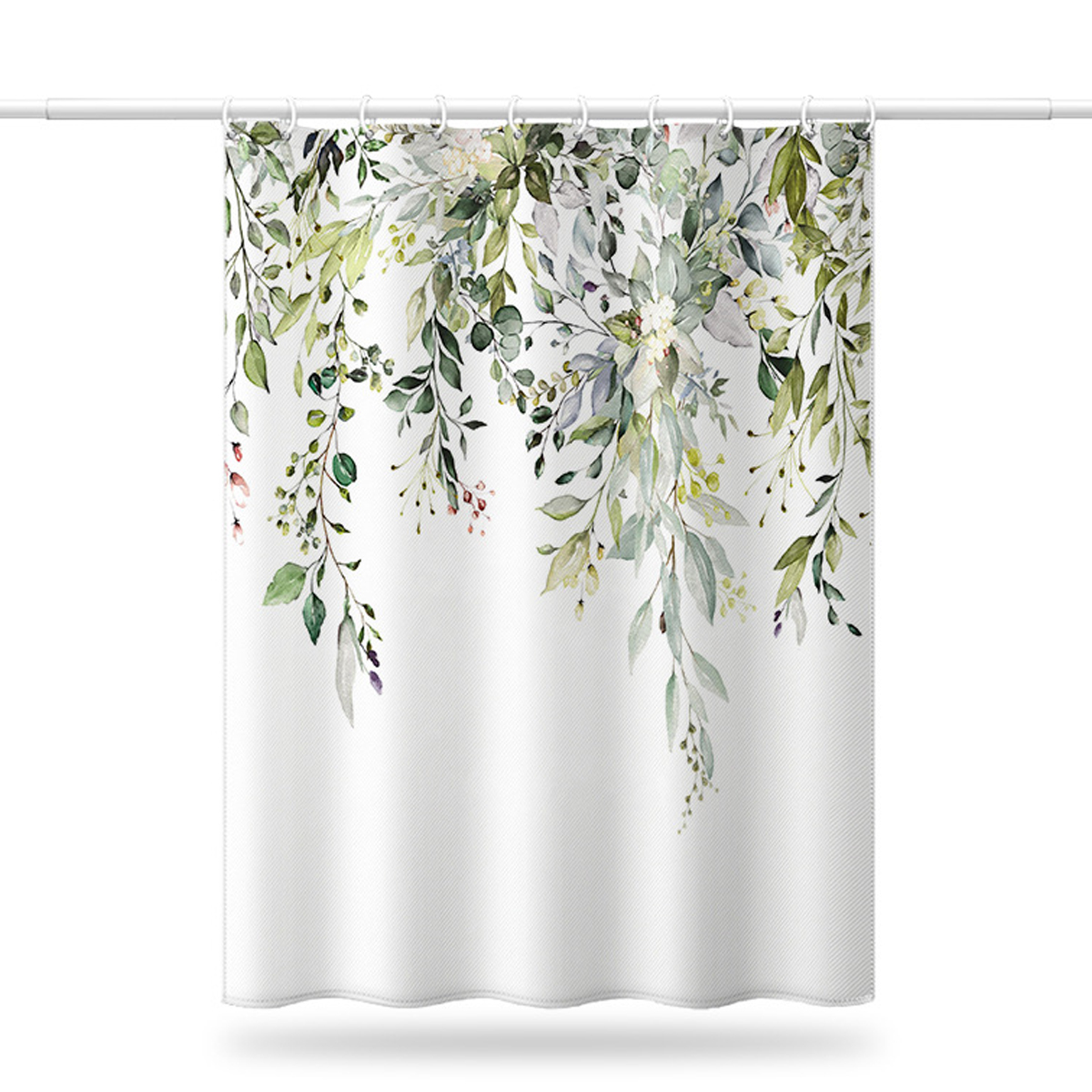 Duschvorhang 120 X 200 Cm – Wasserdicht, Polyester – Eukalyptusmuster – Schimmelresistent – Badezimmer – Salbeigrün