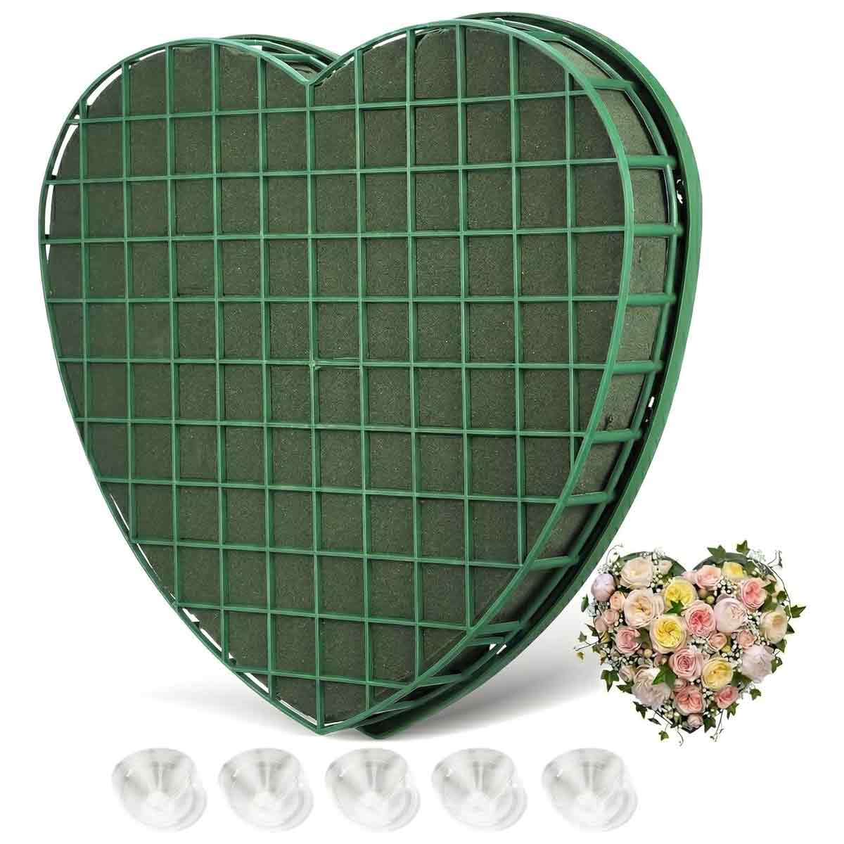 Herzförmiger Steckschaum – 1 Stück – 30 X 32,5 Cm – Mit Gitter Und Saugnapf – Für Hochzeiten Und Dekorationen