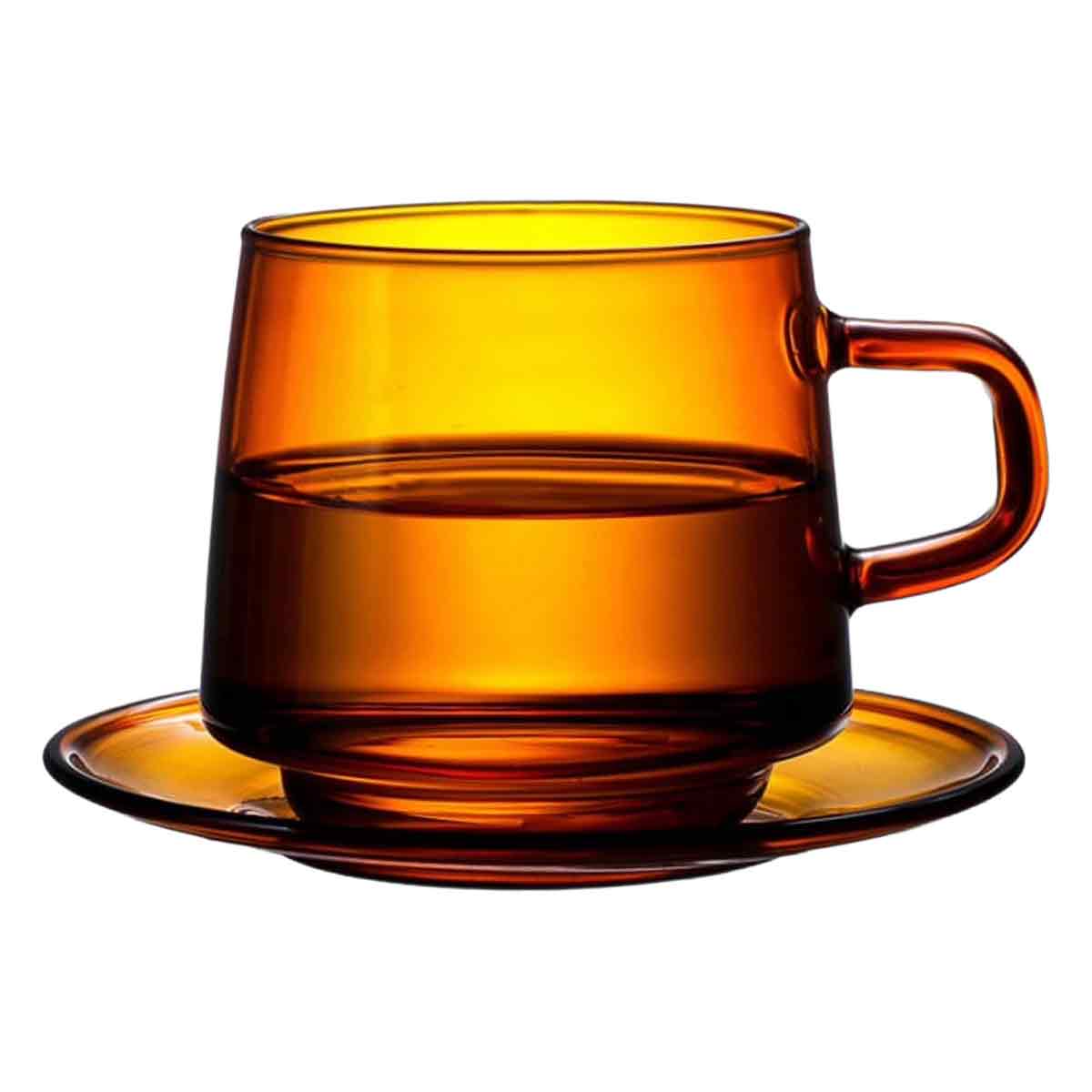 Set Aus 2 Stapelbaren 30-cl-kaffeegläsern Mit Henkeln – Farbenfrohe Teetassen Für Espresso, Latte, Tee Und Milch, Dickwandig Und Robust.