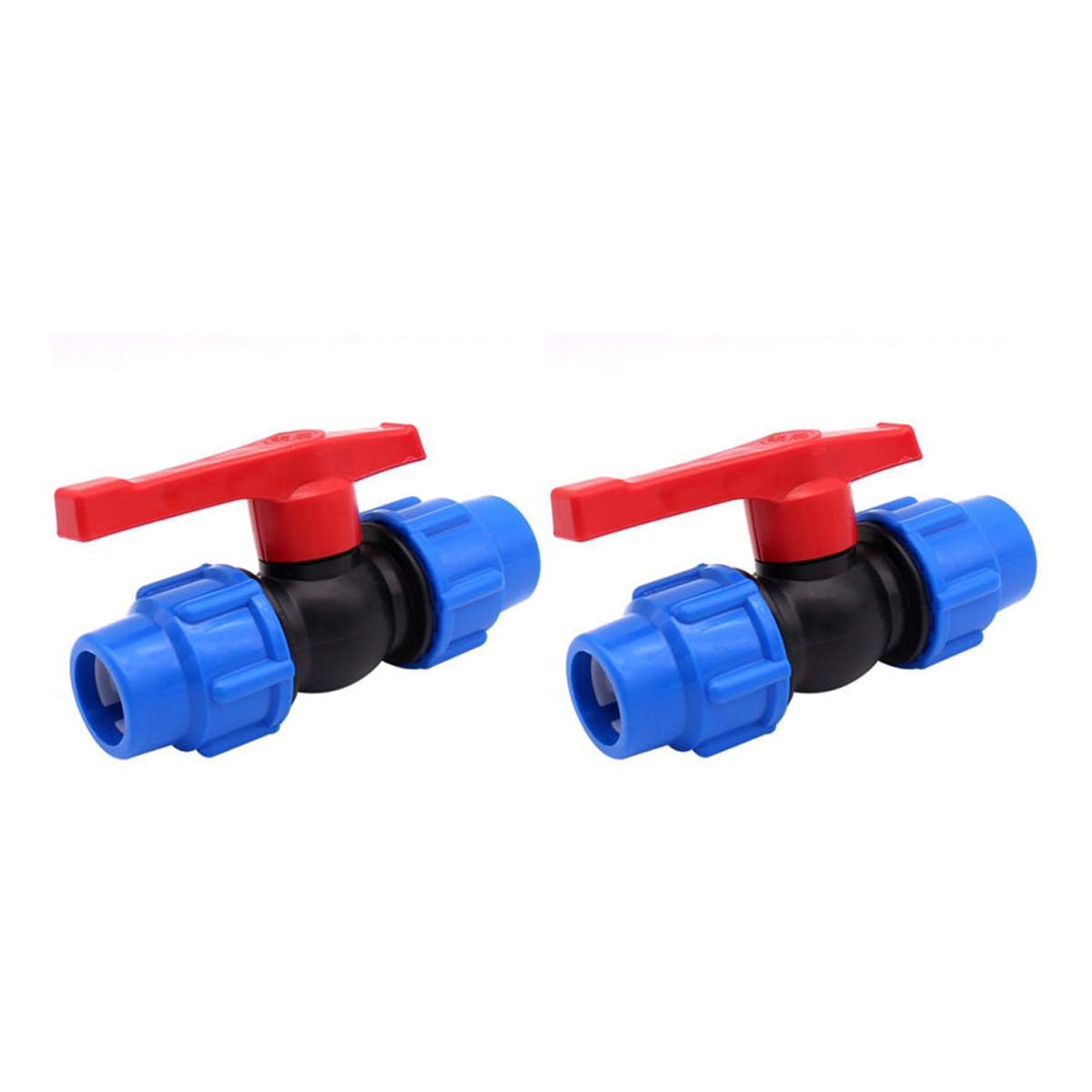 Set Mit 2 Gebrauchsfertigen Absperrventilen Für 25-mm-rohre Aus Hochdichtem Polyethylen Oder Für Alkalische Wasserleitungen