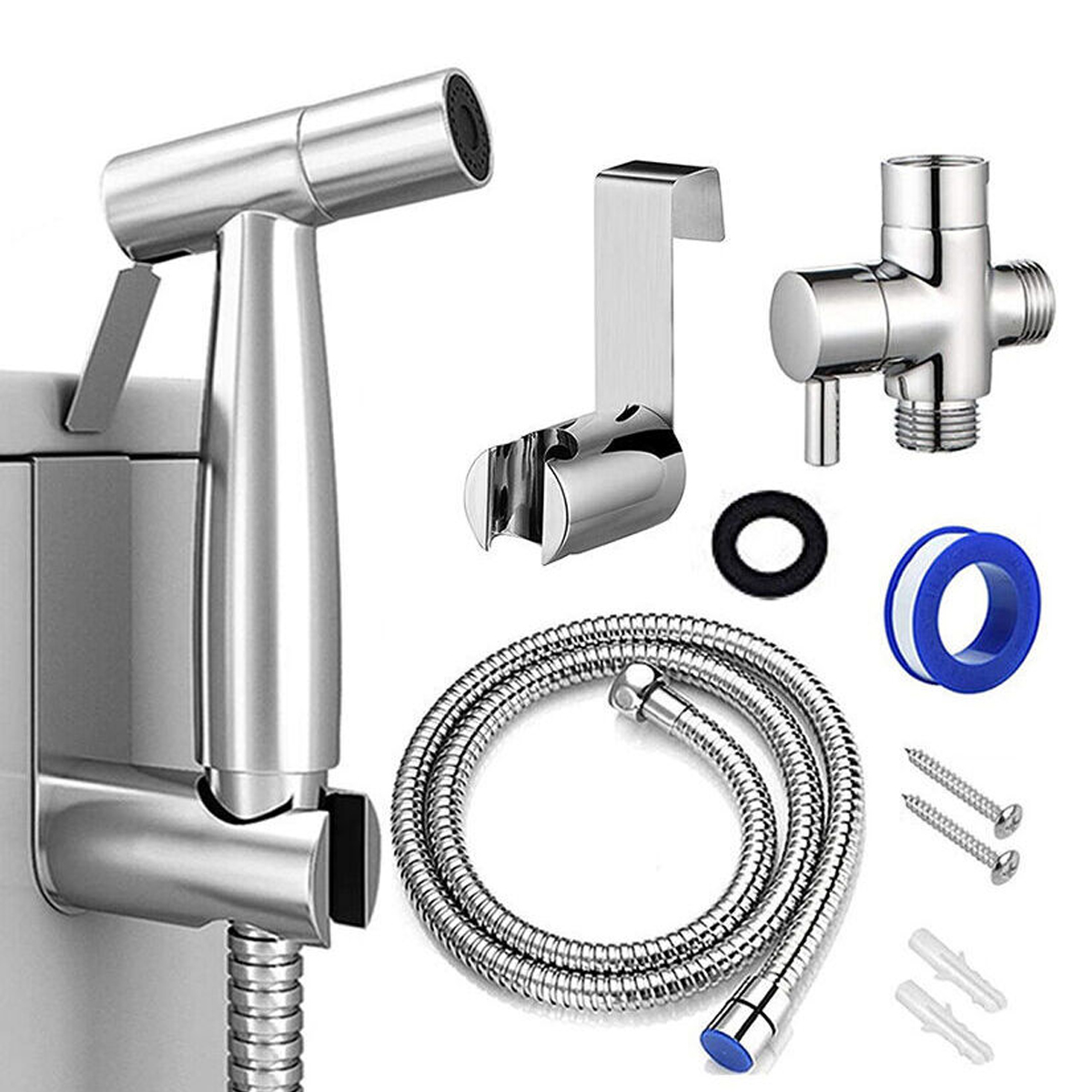Tragbarer Bidet-sprühkopf Aus Edelstahl Für Die Toilette – Mit 3-wege-ventil, Ideal Für Die Persönliche Hygiene Und Reinigung.
