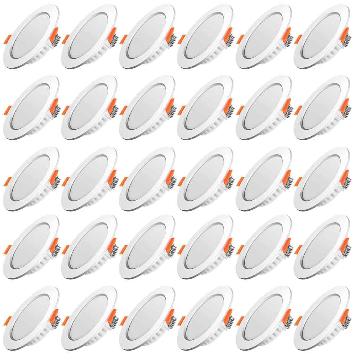 Led-einbaustrahler, Extraflach, Für Den Innenbereich, Runde, Ultradünne Einbaustrahler, 5 W (entspricht 40 W Glühlampe), 230 V, Neutralweiß (4500 K), Für Wohnzimmer Und Küche, 30er-pack