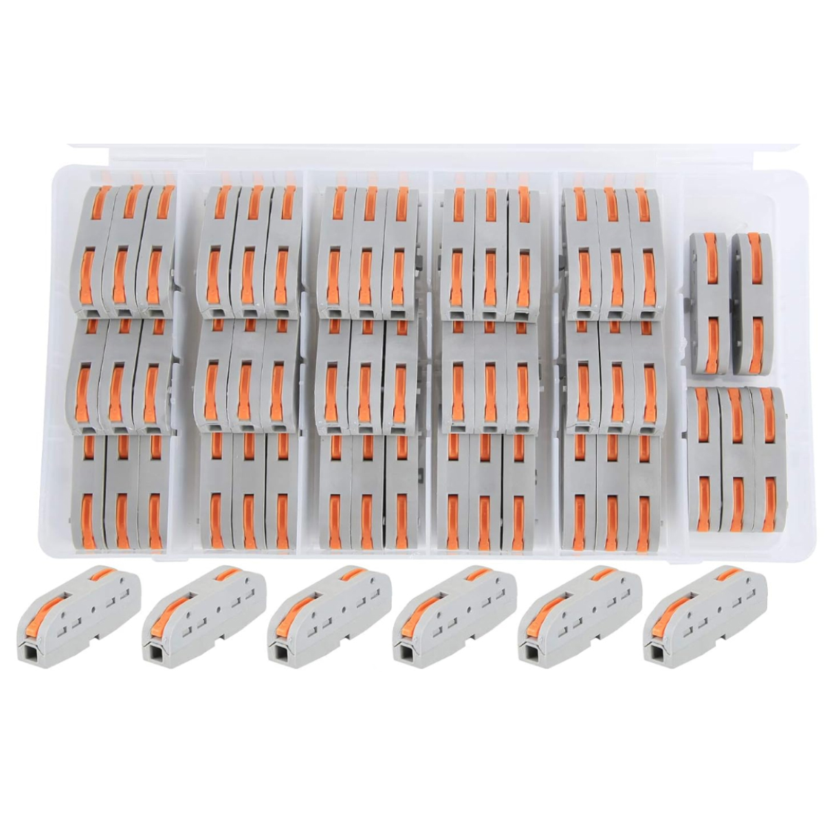50 Stück Federbelastete Schnellverbinder, 1-polige, 2-port-kompaktverbinder Für Leiterdrähte, Kabelklemmenblockverbinder