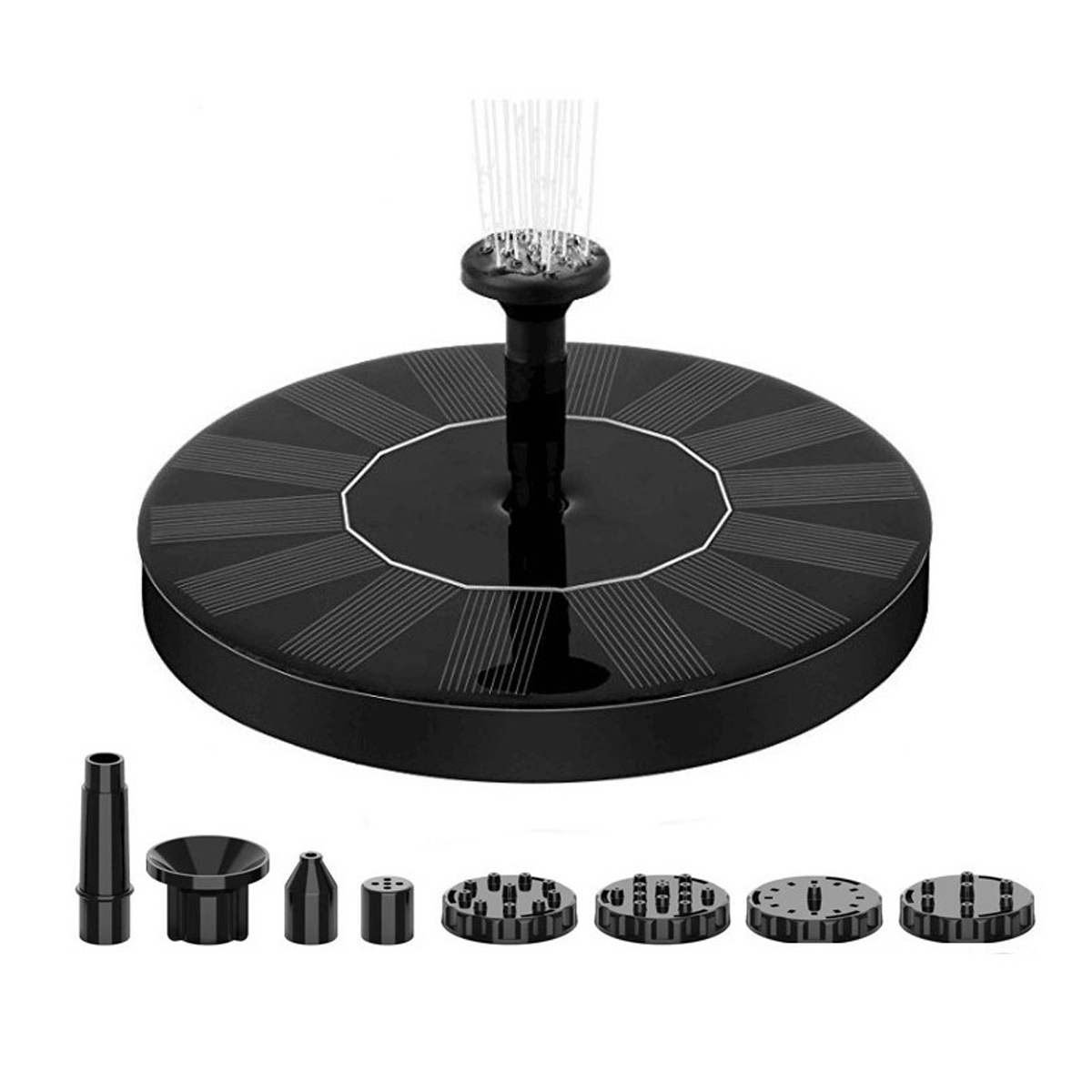 Schwimmender Solarbrunnen (1,4 W) – Monokristallines Panel – Durchflussrate 180 L/h – Wasserhöhe 40–70 Cm – 6 Sprühdüsen