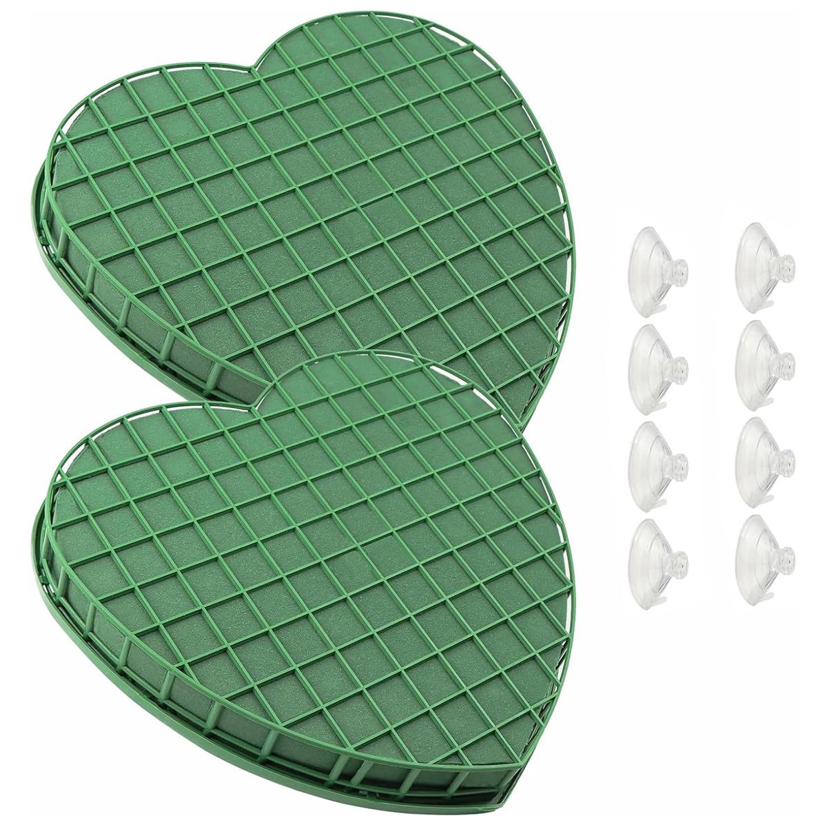 Herzförmiger Steckschaum – 2 Stück – Phenolharz – Mit Gitter Und Saugnäpfen – Für Hochzeiten Und Dekorationen – 20 X 21 X 4,6 Cm