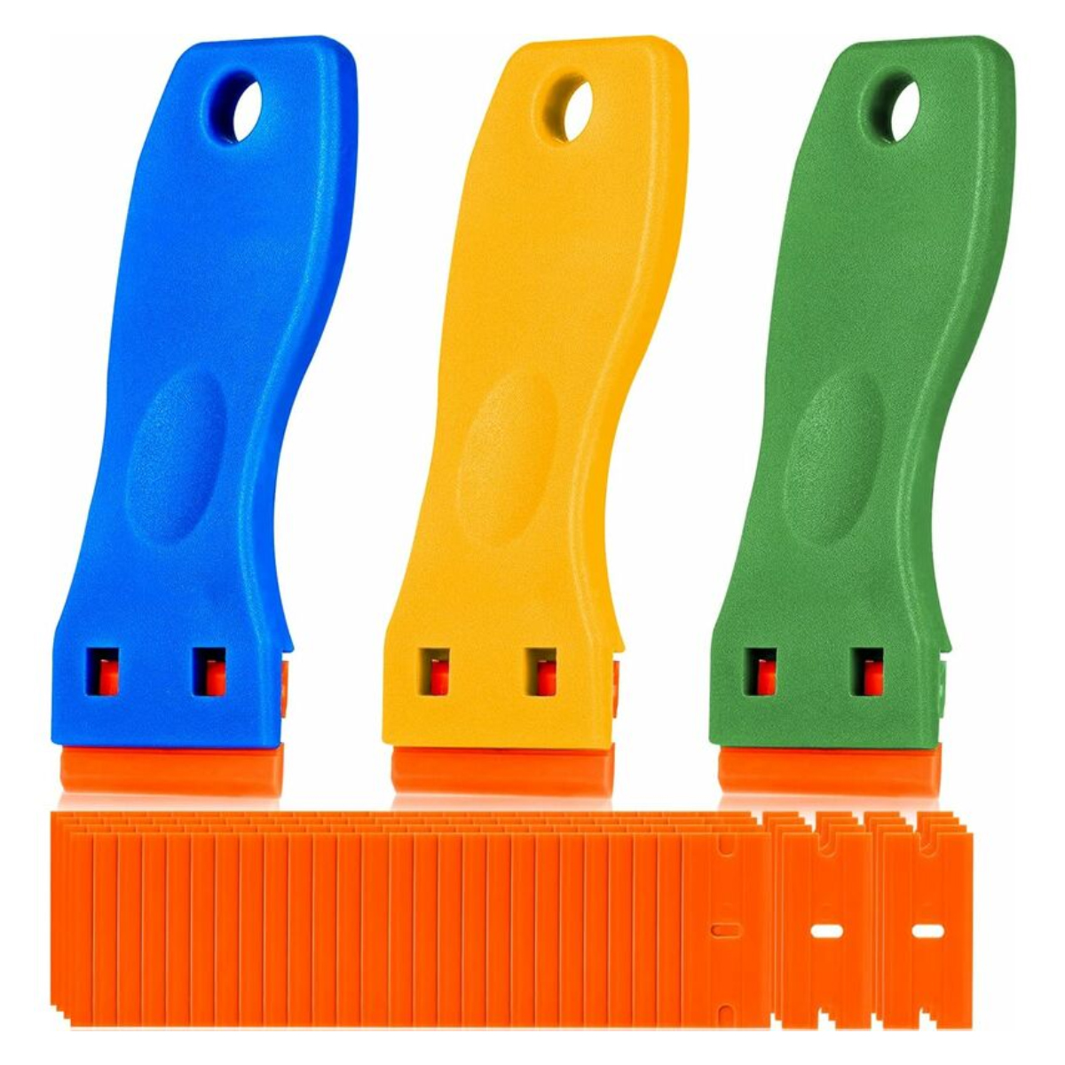 3-teiliges Kunststoffschaber-set Mit 50 Kunststoffklingen Zum Entfernen Von Kleber, Farbe, Aufklebern Und Abziehbildern Von Keramik- Und Glaskochfeldern