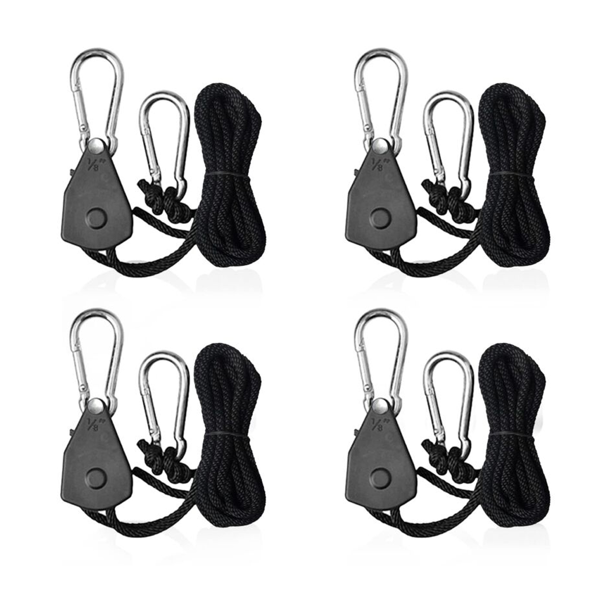 Verstellbare Ratschenseile, 2,4 M, 4er-set. Maximale Belastung 34 Kg Pro Ratsche. Edelstahlhaken Für Den Innen- Und Außenbereich.