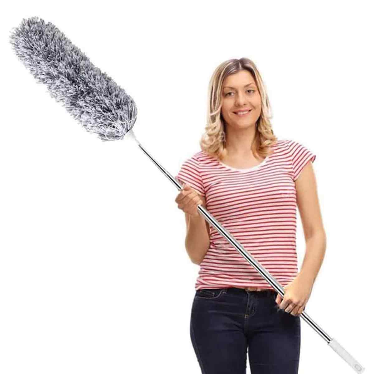 Teleskop-staubwedel Aus Waschbarer Mikrofaser – Edelstahlstange Bis Zu 253 Cm Ausziehbar – Für Decken Und Schwer Zugängliche Ecken