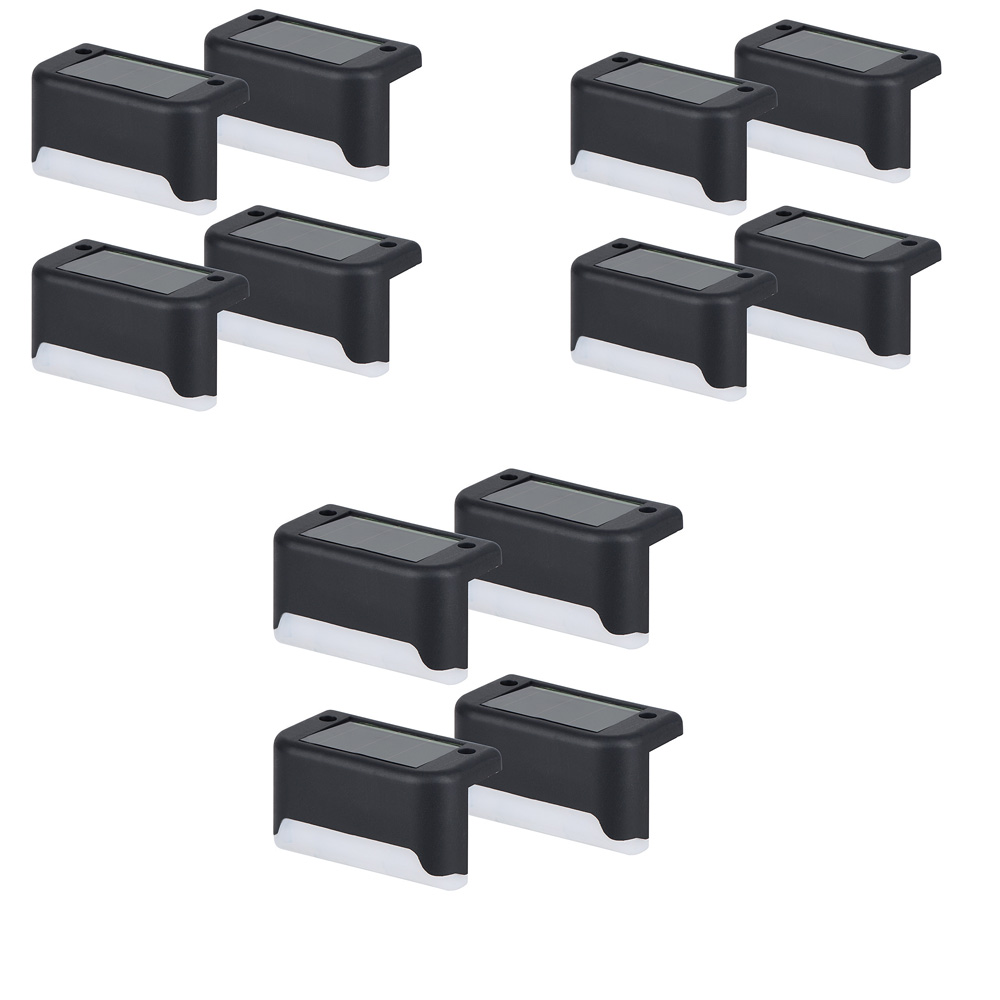 Set Mit 12 Solar-stufenleuchten – Schwarzes Gehäuse [warmweiß] - Set Mit 12 Solar-stufenleuchten – Schwarzes Gehäuse [warmweiß]