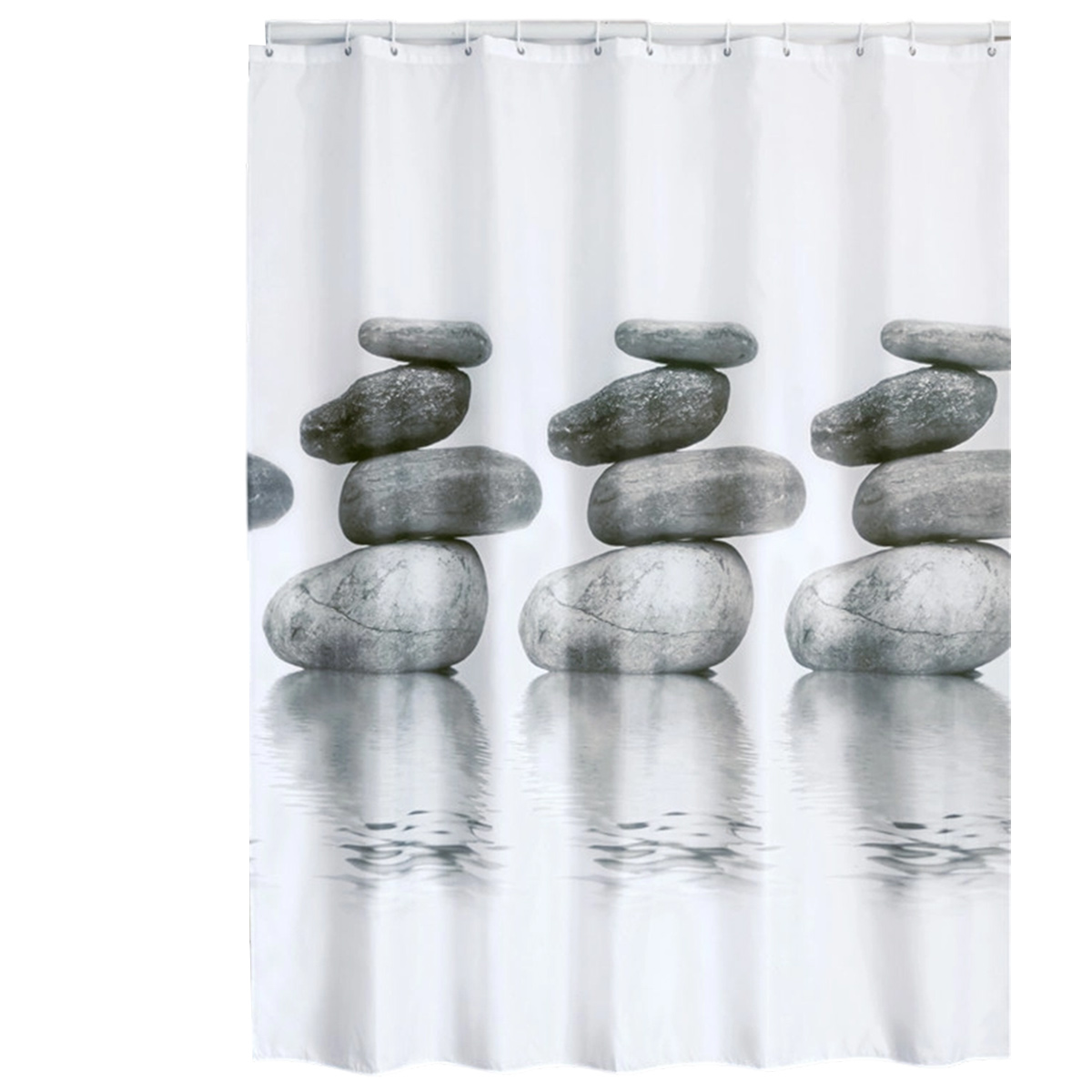Duschvorhang, Wasserdicht, Kieselsteinmuster, Polyester, 180 X 180 Cm, Mit 12 Ringen, Modernes Badezimmer