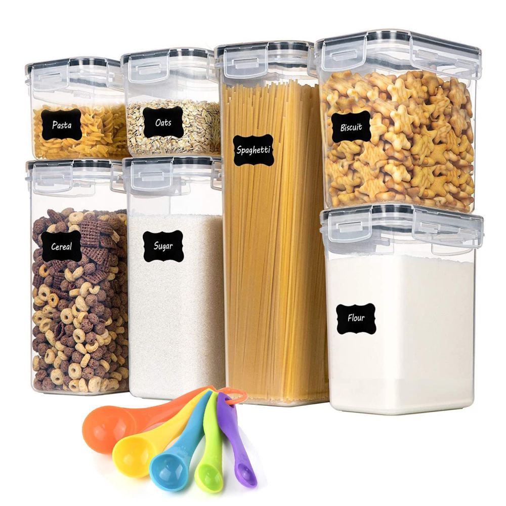 Vtopmart Aufbewahrungsbehälter Mit Deckel, Luftdicht, 7er-set, Bpa-frei, Für Mehl, Zucker, Granulat, Mit Stift Und Etikett.