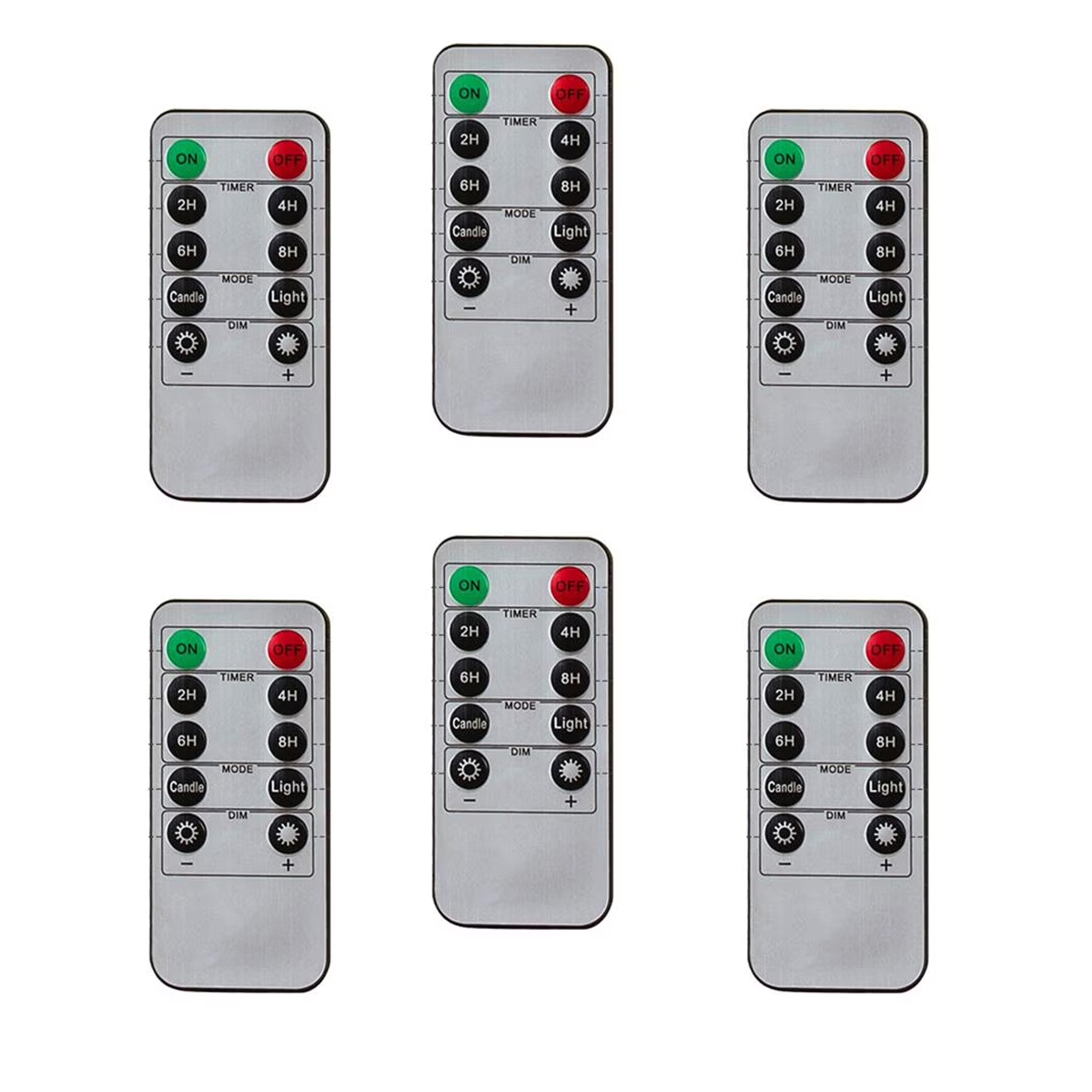 Set Mit 6 Fernbedienungen Mit Je 10 Tasten Und 24-stunden-timer Für Led-blinkkerzen.
