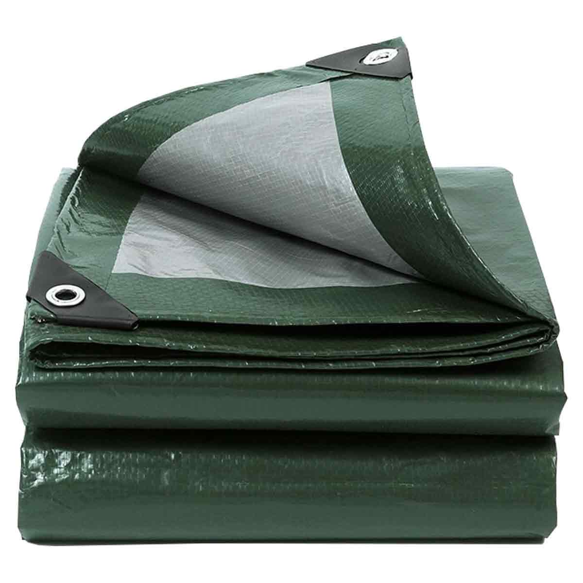 Schutzplane 2x2 M, 130 G/m² Pe-gewebe, Wasserdicht, Aluminiumösen, Olivgrün, Garten, Camping, Baustelle