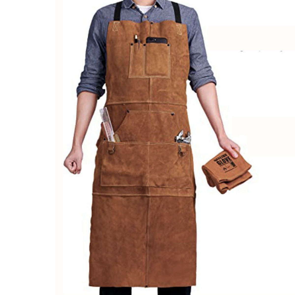 Hitzebeständige Leder-arbeitsschürze, Herren-zimmermannsschürze, Verstellbar, Ideal Für Schmiede, Mechaniker Und Werkstätten