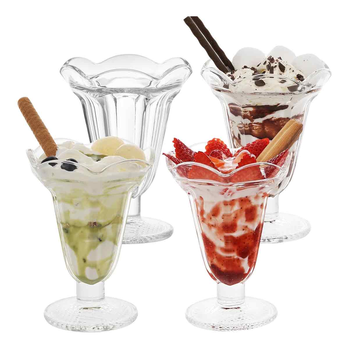 4er-set Milchshake-gläser, 200 Ml – Bleifreies Glas, Form Eines Soda-brunnens, Dessert