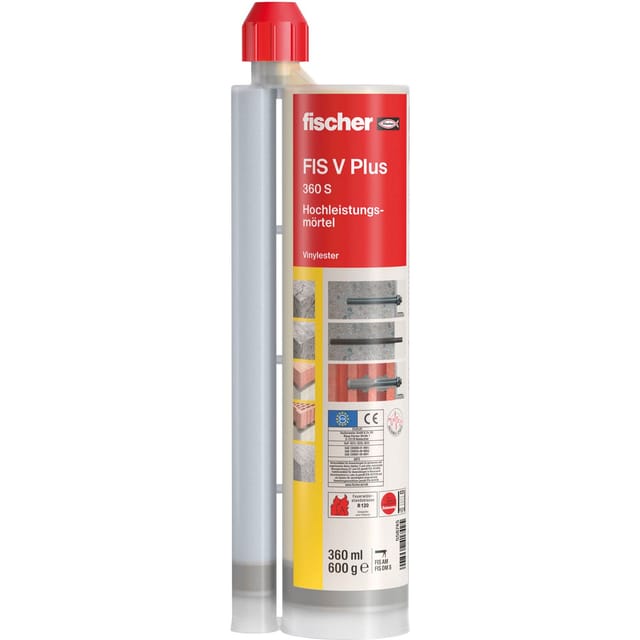 Spezial Injektionsmörtel fis v plus 360 s - Verbundmörtel für Beton und Mauerwerk, feuerfest nach R120, 360ml in Dualkartusche - Fischer