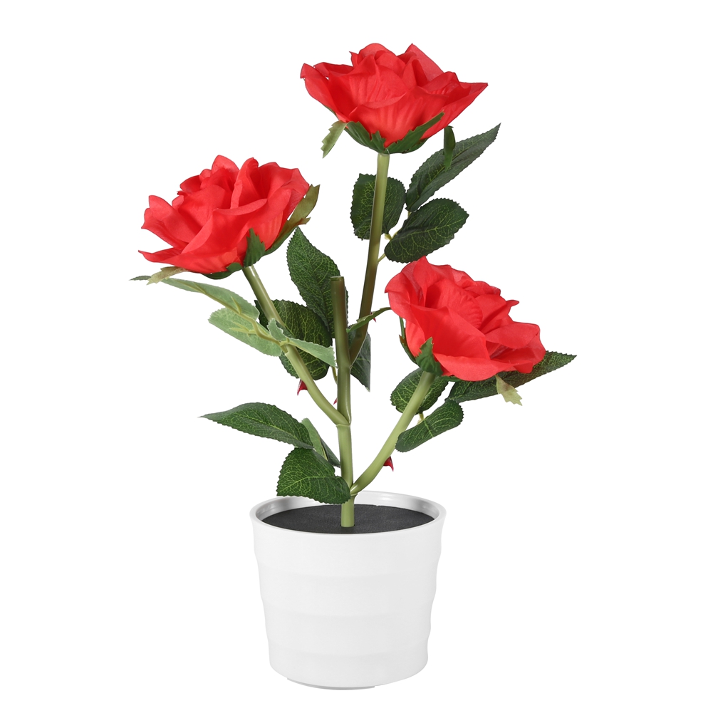 Künstliche Rosenlampe Mit 3 Leds, Solarleuchte In Form Einer Blume, Dekoration Für Bonsai Im Innenbereich