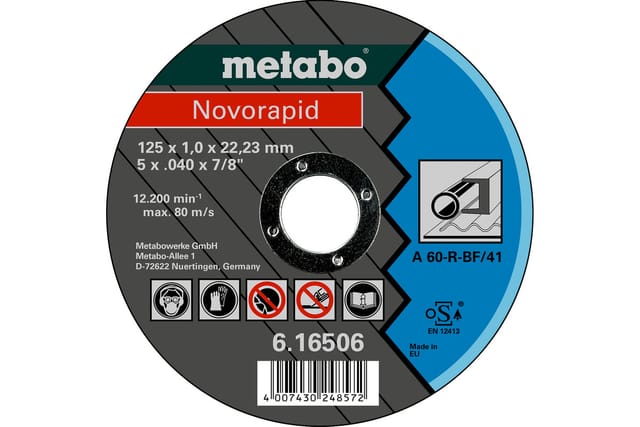 Metabo Novorapid 125 x 1,0 x 22,23 mm Stahl Trennscheibe Form 41 25 Stk