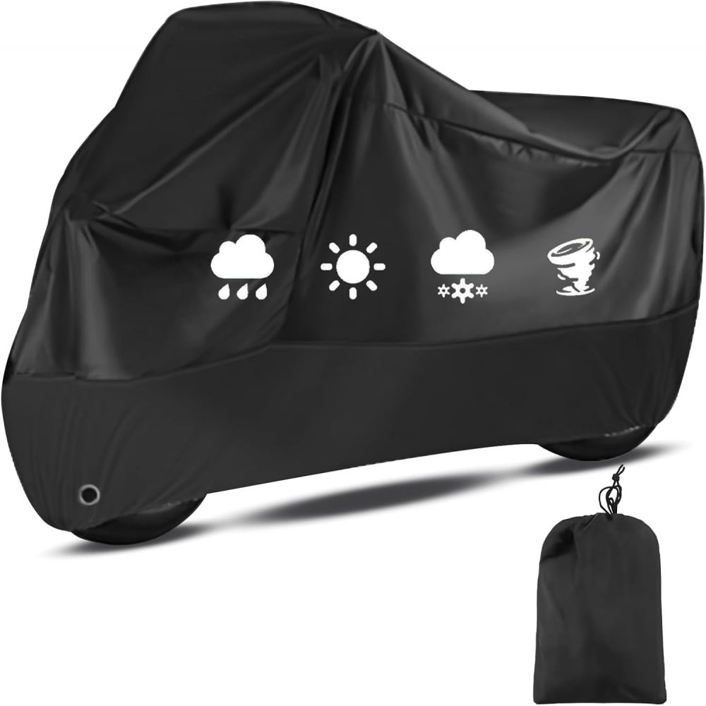 Motorradplane, 210d Wasserdicht, Uv-beständig, Motorradgarage, Winterabdeckung Für Motorräder, Outdoor-plane Für Roller, Moped (245 Cm X 105 Cm X 125 Cm)
