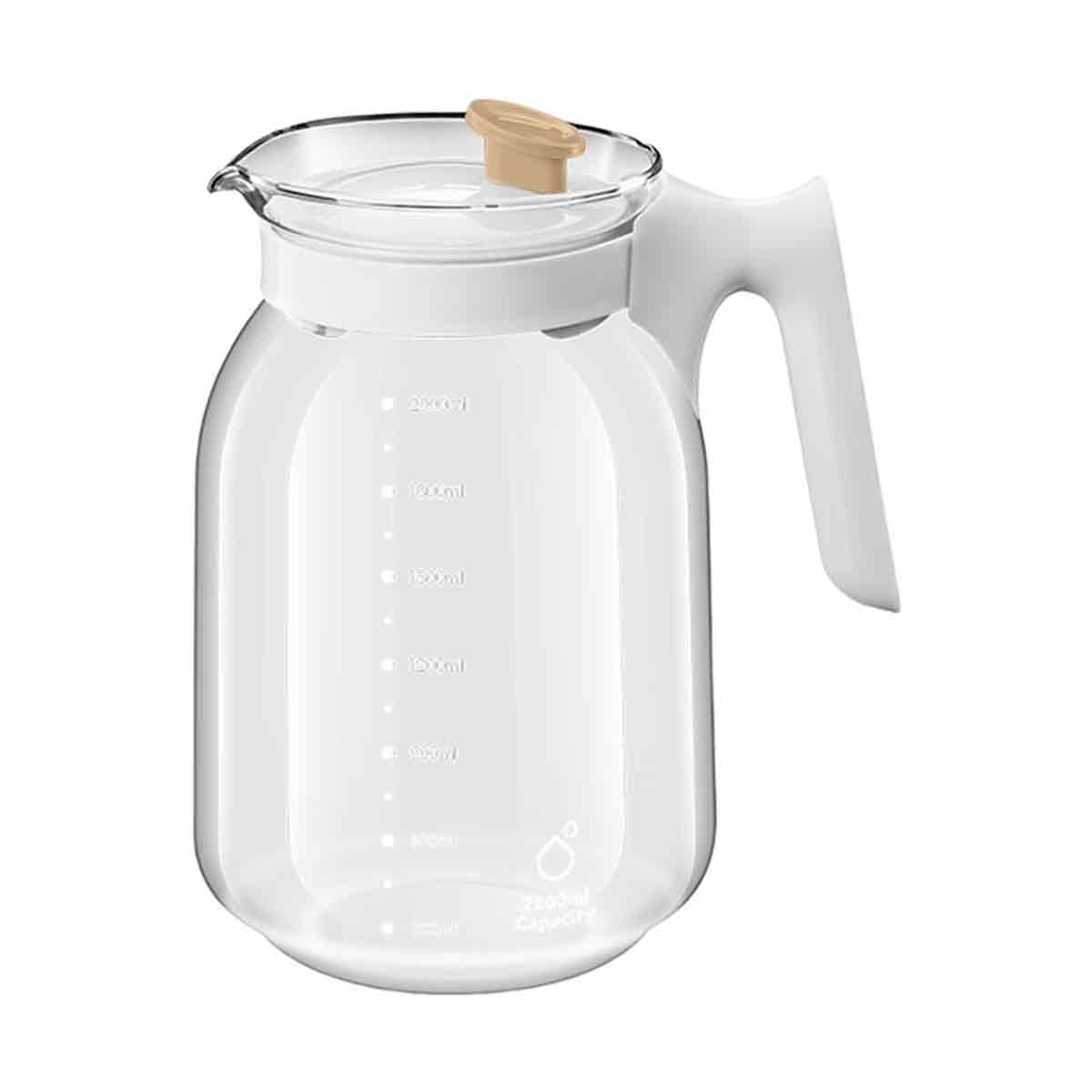2,2-liter-wasserkrug Aus Borosilikatglas, Lebensmittelecht, Mit Breiter Öffnung, Für Eistee Und Cold Brew