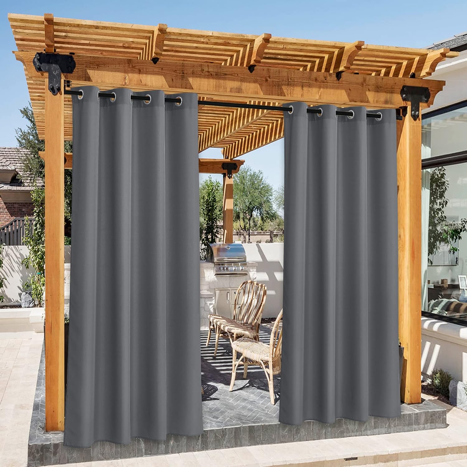 Verdunkelungsvorhänge Für Den Außenbereich, Wasserdichtes Material, Ösen Aus Edelstahl, Für Pergola, Terrasse Oder Balkon, 140 X 240 Cm