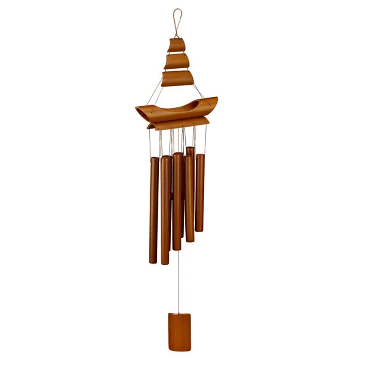 Bambus-windspiel, Das An Segelboote Erinnert, Hxbxt: 72 X 20 X 6 Cm, Für Den Innen- Und Außenbereich Geeignet, Natürlich