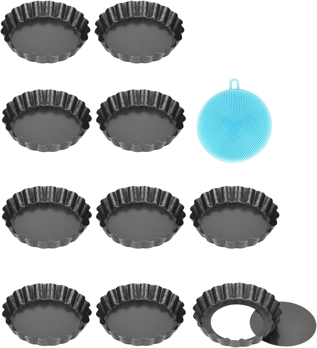 10er-set Tarteformen, Herausnehmbarer Boden, Kohlenstoffstahl, Antihaftbeschichtung, 10 Cm, Zum Backen