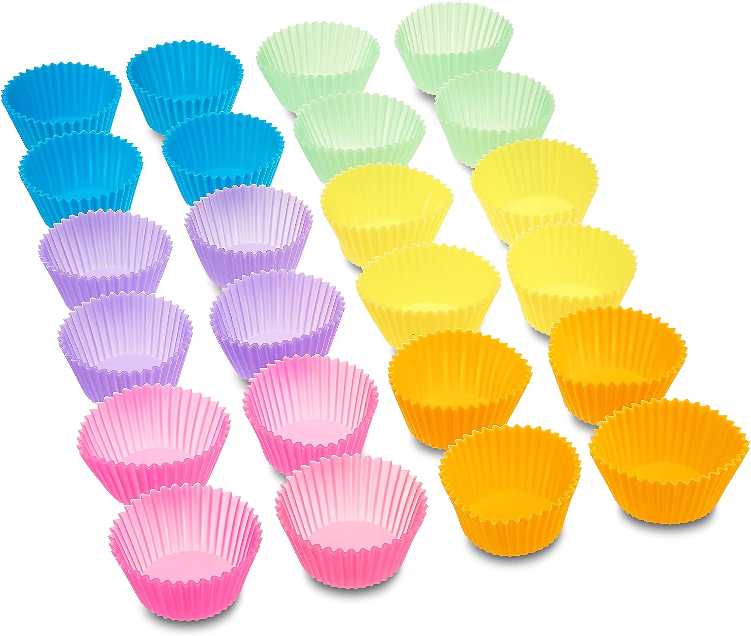 Set Mit 24 Wiederverwendbaren Silikon-muffinformen – Mehrfarbig – Ideal Für Leckere Muffins Und Mehr – Bpa-frei Und Hitzebeständig