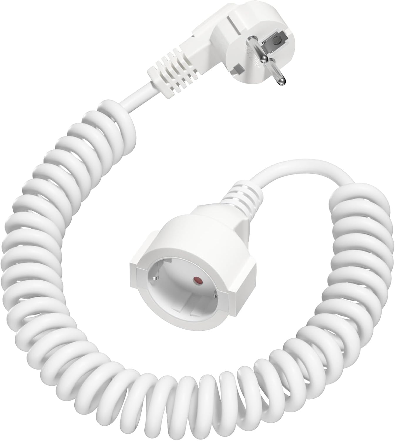 Spiral-verlängerungskabel, Ausziehbar Von 0,7 M Bis 2 M, Schutzkontaktstecker (ip20), Reinkupferdraht, Für Den Innen- Und Außenbereich Geeignet