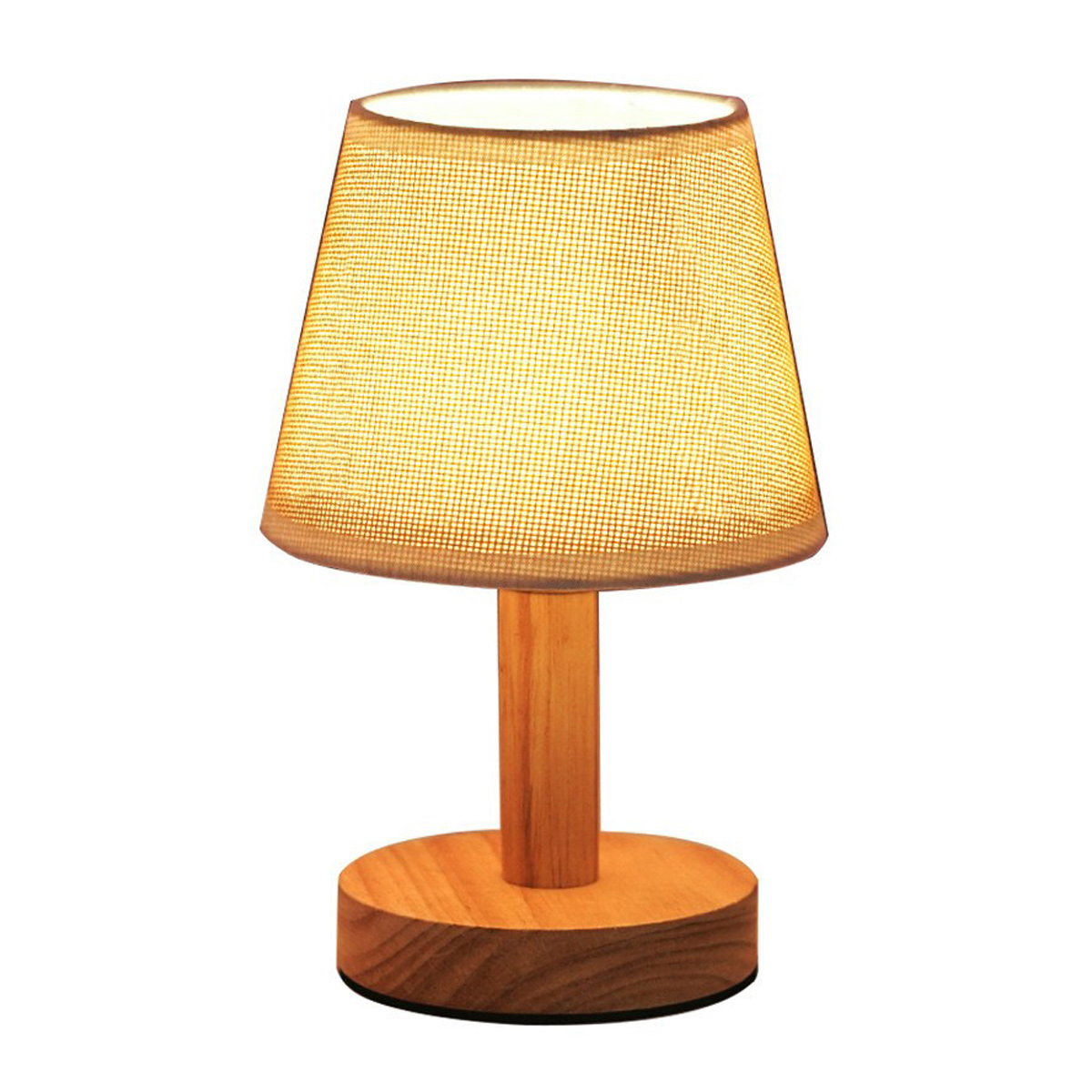 Nachttischlampe Aus Holz Mit Leinenschirm – Höhe 21 Cm – Led-beleuchtung – Lichtmodi: Weiß, Warmweiß Und Neutralweiß