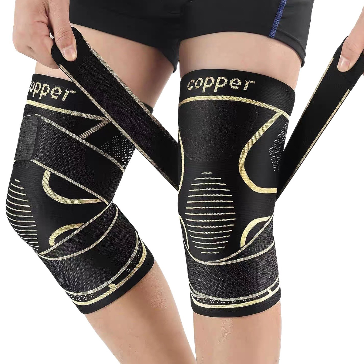 Sportkniebandage Aus Nylon Und Kupfer Für Bergsteigen, Basketball Und Laufen. Atmungsaktiver Stützgurt Für Das Knie.