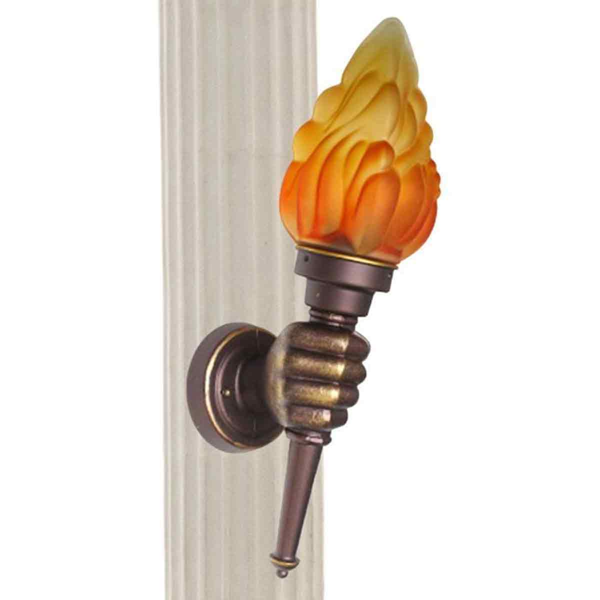 Wandfackel, Kreative Handfackel Mit Flamme, Leuchte Mit Fester Glasflamme, Gerade