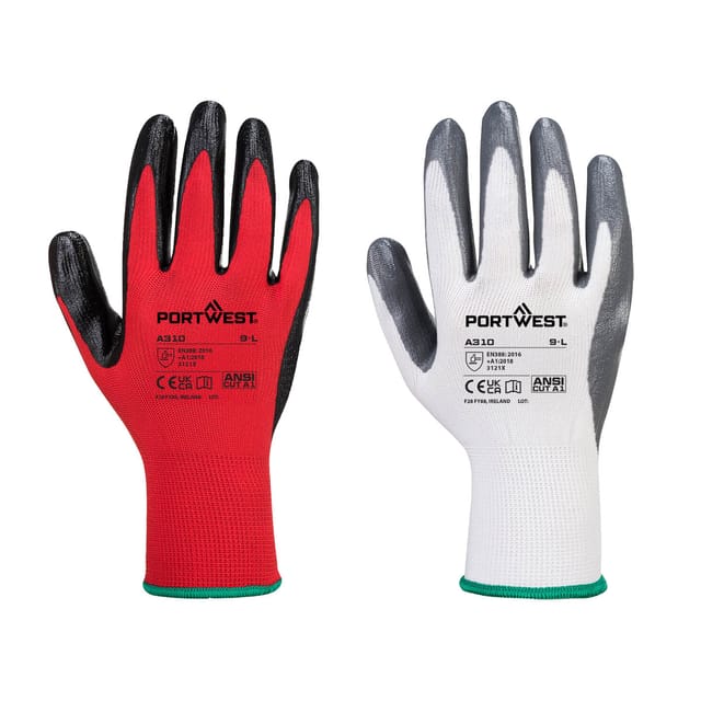 Flexo Grip Nitril-beschichtete Handschuhe Rot/Schwarz l - Größe 9
