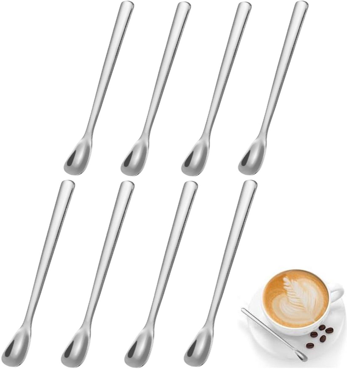 Langstieliger Cocktaillöffel Aus Edelstahl, Kleiner Gewürzlöffel, Honig- Und Kaffeelöffel.