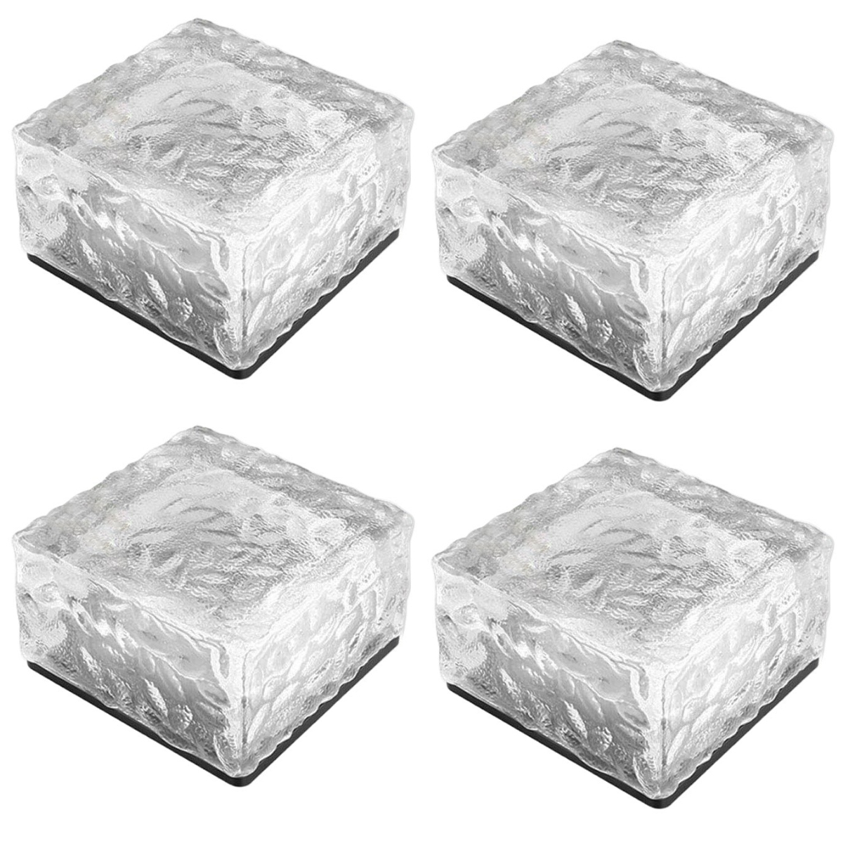 Set Mit 4 Solar-glasleuchten Für Den Außenbereich, Wasserdichte Led-pflastersteine, Romantische Garten- Und Wegbeleuchtung