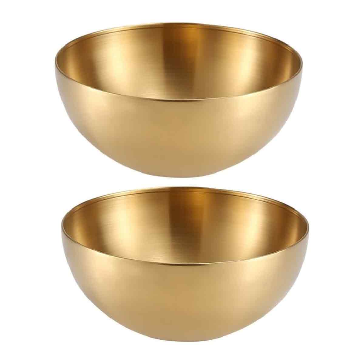 Set Mit 2 Servierschüsseln Aus Edelstahl, 3 L – Gold, Für Obst, Salat, Pasta, Suppe