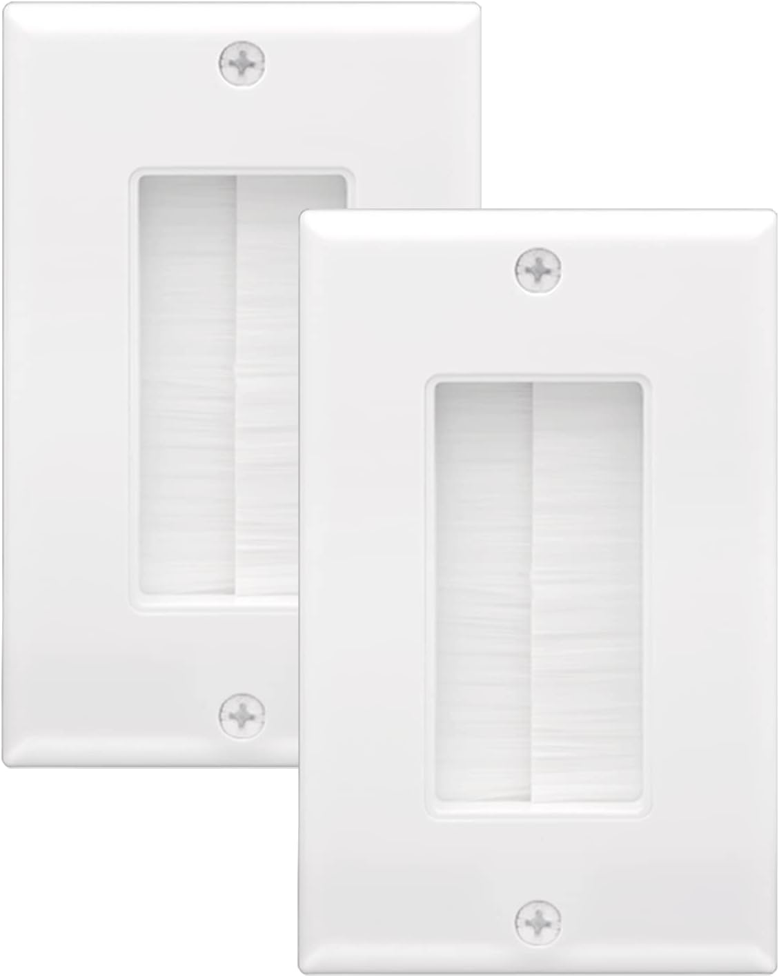 Bürsten-wanddose, Einzel-wanddose Mit Kabeldurchführung Für Niederspannungskabel, Kabelversteck Für Wandfernseher, 2er-pack, Weiß