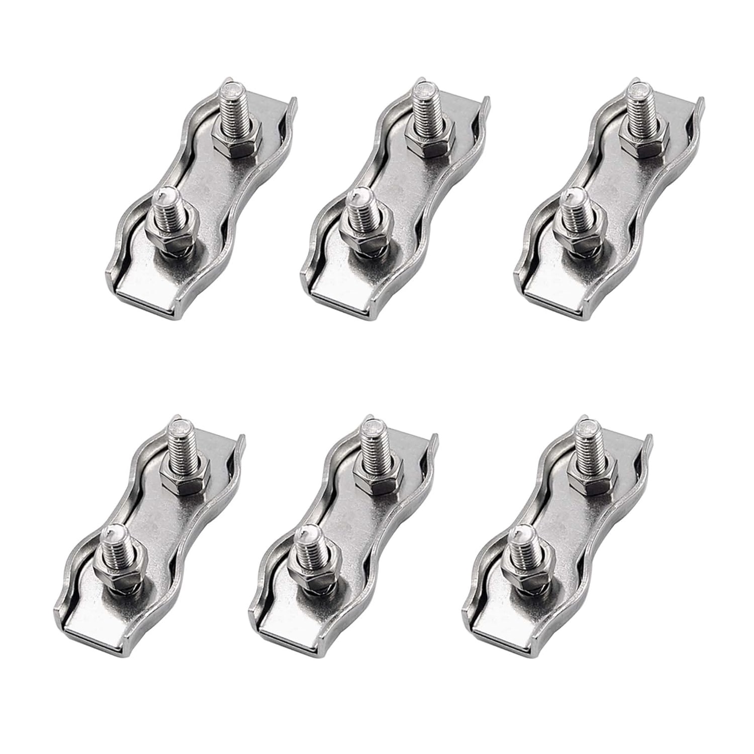 M4 Stahlkabelklemme, Kabelklemme Aus Edelstahl 304, Doppelklemme, Seilklemme, Kabelklemme Für Baustellen Und Schiffe, Wäscheleinen, Markisen, Für Stahlseile Mit 4 Mm Durchmesser, 6 Stück