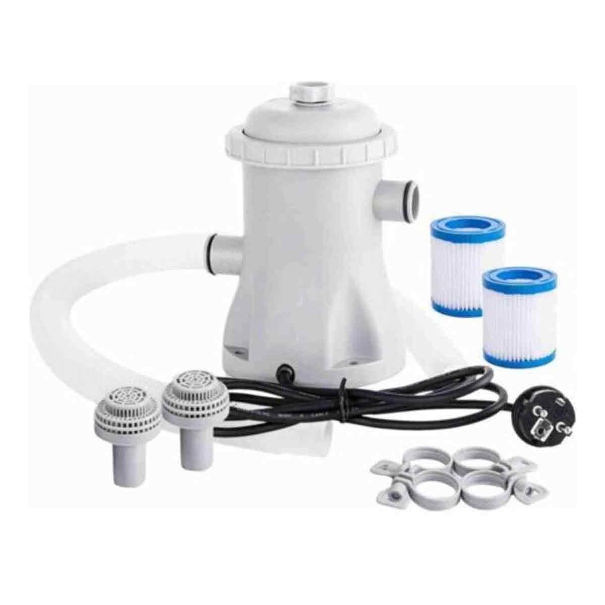Paar - 330 Gph (125 L/h) Poolfilterpumpe - Elektrische Paddelpool-wasserpumpe Mit 2 Filterkartuschen - Aufstellpoolpumpe - Kleine Poolfilterpumpe