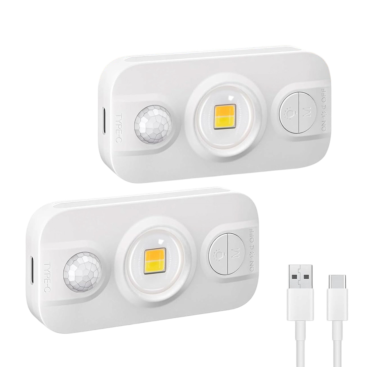 Auting 2er-pack Mini-led-unterbauleuchten Für Die Küche Mit Bewegungssensor, Usb-c-aufladbar, Warmweißes Led-licht, Dimmbar, Kabellos, Nachtlicht Für Schränke, Beleuchtung [klasse