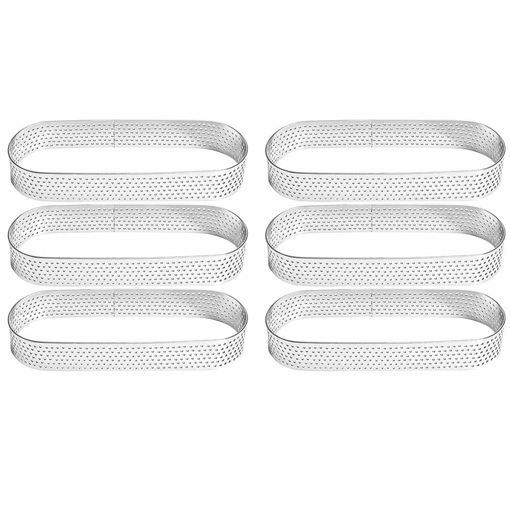 Set Mit 6 Tarteringen Aus Edelstahl, Bestehend Aus Einem Kleinen Tartering Und Einem Perforierten Gebäckring. Geeignet Für Quiches, Kuchen Und Mousses (10 × 3 × 2 Cm).