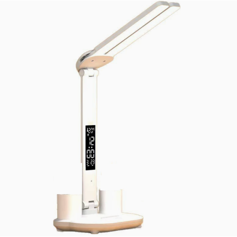 7-w-led-schreibtischlampe Für Kinder, Kabellos, Batteriebetrieben, Mit Dimmer, Uhr, Stifthalter, Lcd-bildschirm, Kalender- Und Temperaturanzeige, 3 Lichtfarben, 3200-mah-akku