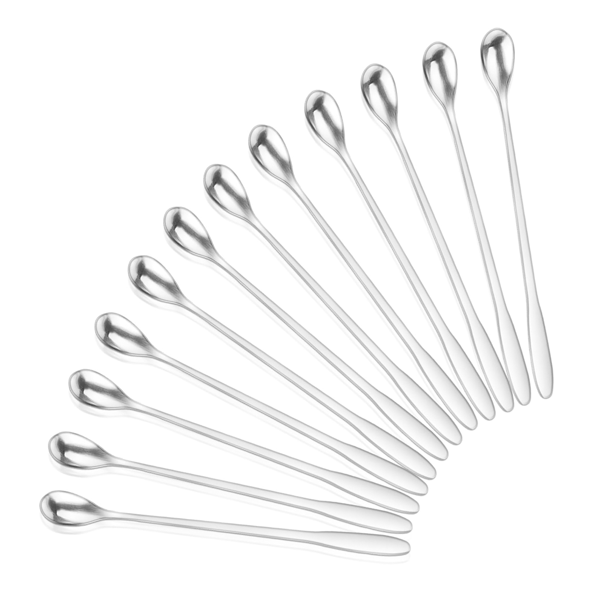 12-teiliges Löffelset, Edelstahl, Polierte Kante, Ergonomisches Design, Für Kaffee Und Cocktails