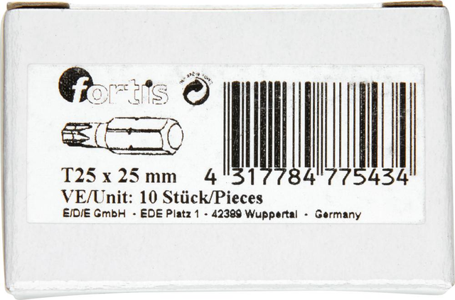 Bit zähhart 1/4' DIN3126 C6,3 T25x25mm 10er Pack Fortis