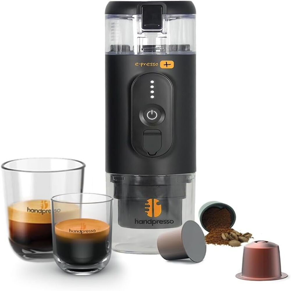 E-presso+ Tragbare Kaffeemaschine, Usb-aufladbarer Akku, 19 Bar Hochdruck Für Kapseln Und Gemahlenen Kaffee, Kompakt Für Reisen Und