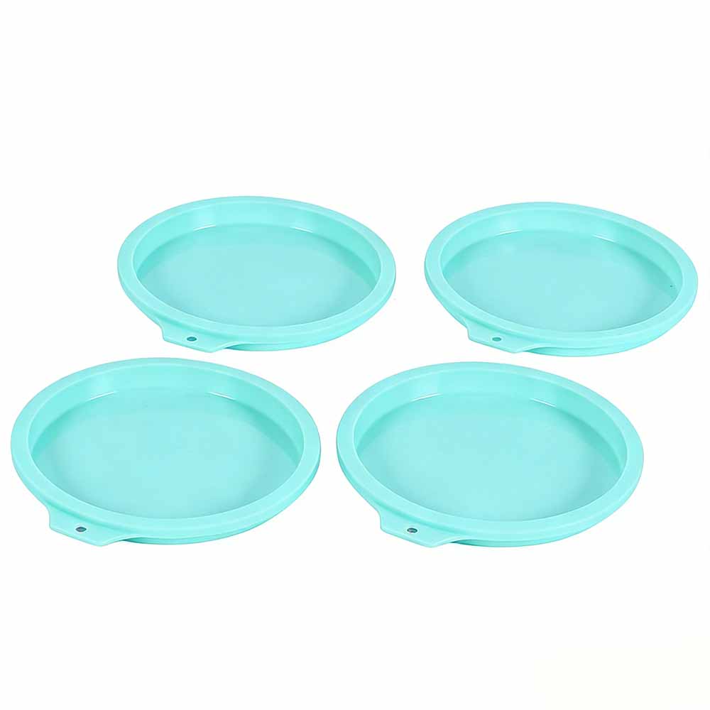 Set Mit 4 Runden Silikon-kuchenformen, Auslaufsicher, Antihaftbeschichtet, 15 Cm, Rosa Und Blau, Ein Sehr Praktisches Silikon-backutensil.