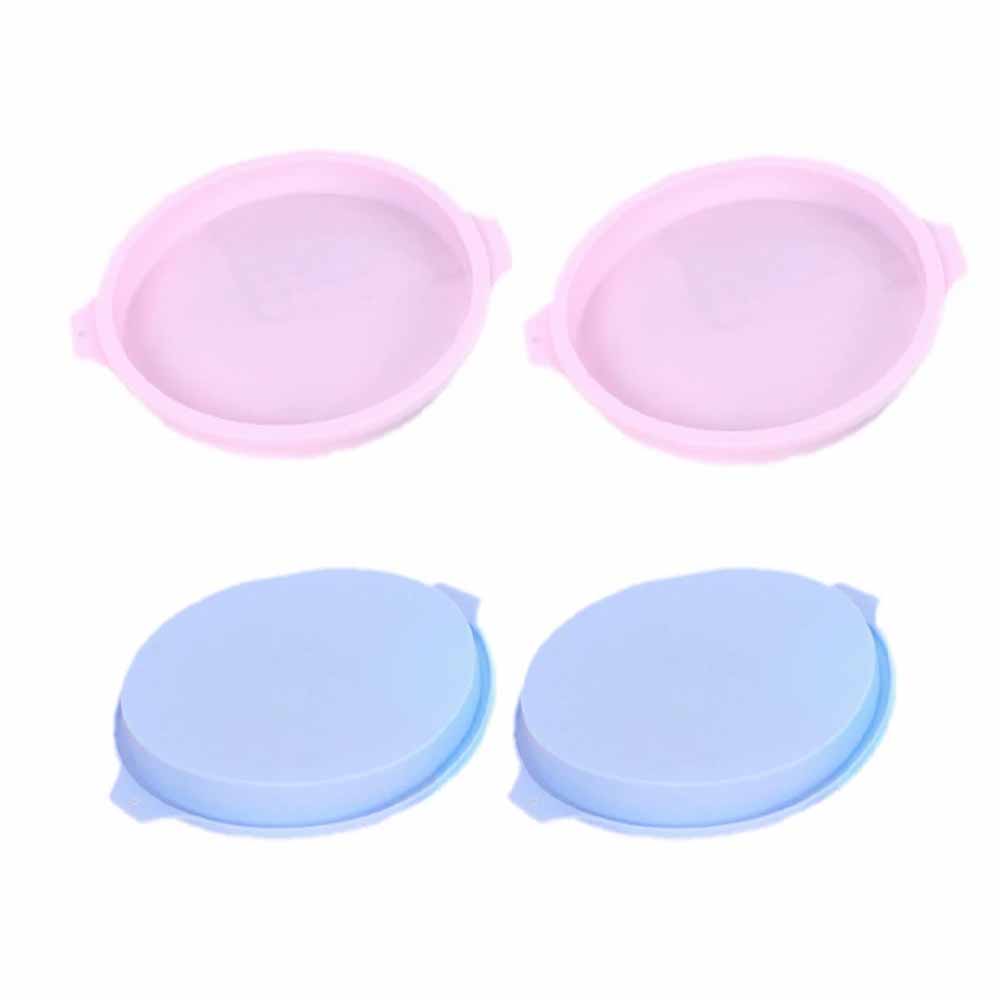 Set Mit 4 Runden Silikon-kuchenformen, Auslaufsicher, Antihaftbeschichtet, 20 Cm, Rosa Und Blau, Ein Sehr Praktisches Silikon-backutensil.