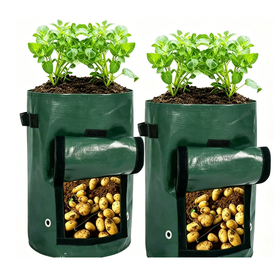 28-liter-pflanzsäcke Mit Klappe, Pe-gewebetöpfe Für Kartoffeln, Tomaten, Garten