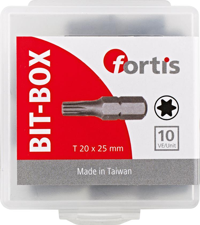 Bit zähhart 1/4' DIN3126 C6,3 T20x25mm 10er Pack Fortis